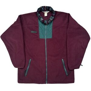 Men's Burgundy and Green Fleece Jacket